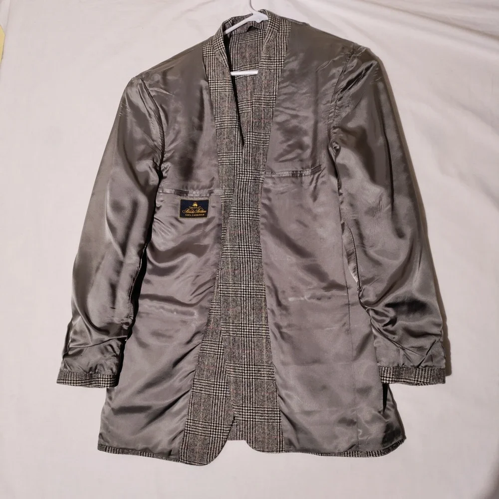 Brooks Brothers Mens 41L Blazer 100% Camel Hair Glen‎ Plaid Sport Coat USA